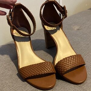 Vince Camuto Tan Woven Strap Heels